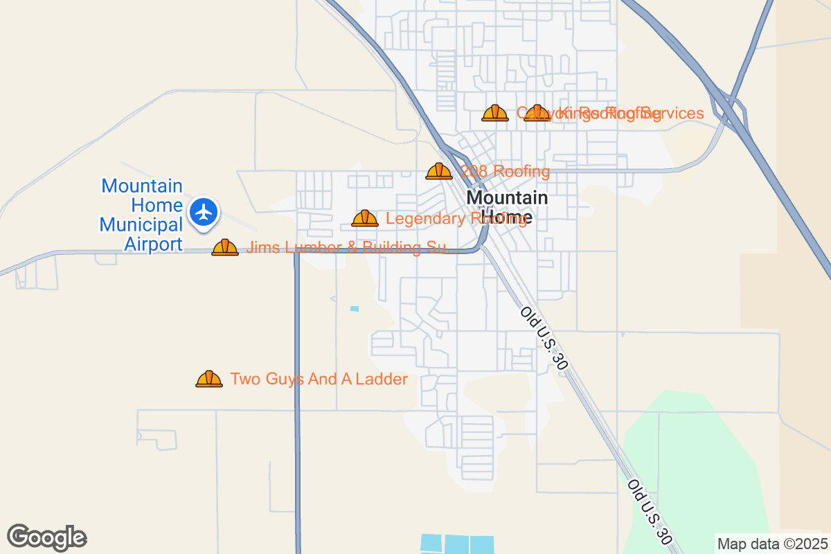 Map of Roofing Contractors in Mountain Home, Idaho