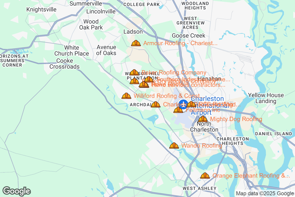 Map of Roofing Contractors in North Charleston, South Carolina