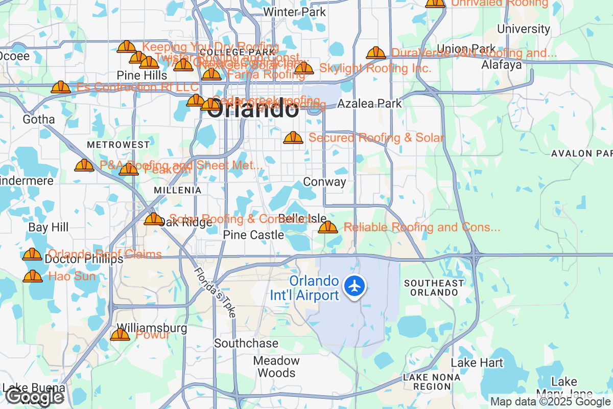 Map of Roofing Contractors in Orlando, Florida