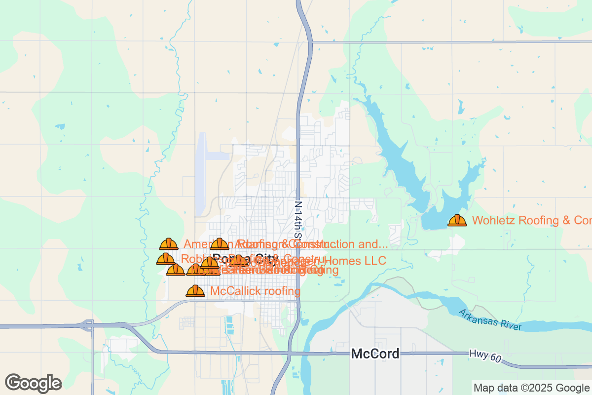 Map of Roofing Contractors in Ponca City, Oklahoma