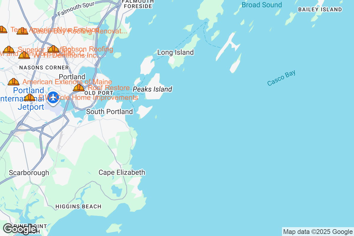 Map of Roofing Contractors in Portland, Maine