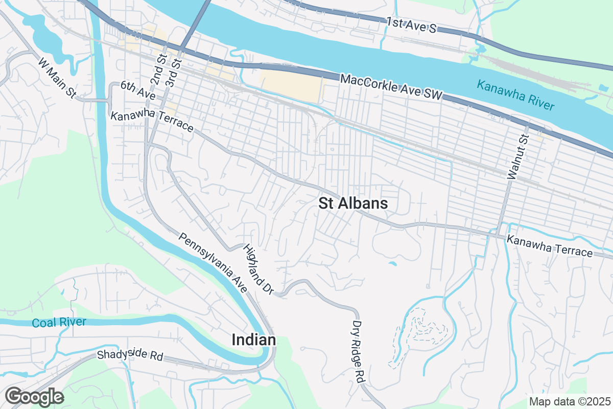 Map of Roofing Contractors in Saint Albans, West Virginia