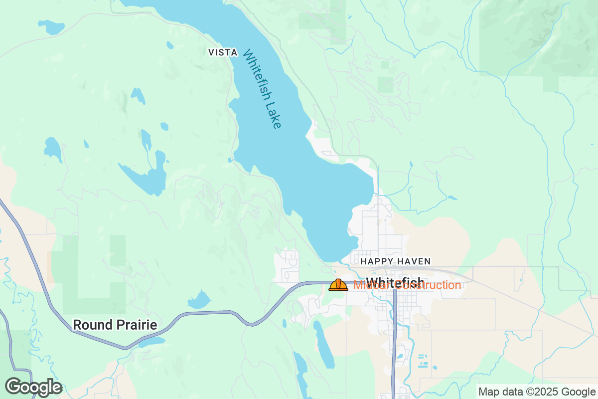 Map of Roofing Contractors in Whitefish, Montana