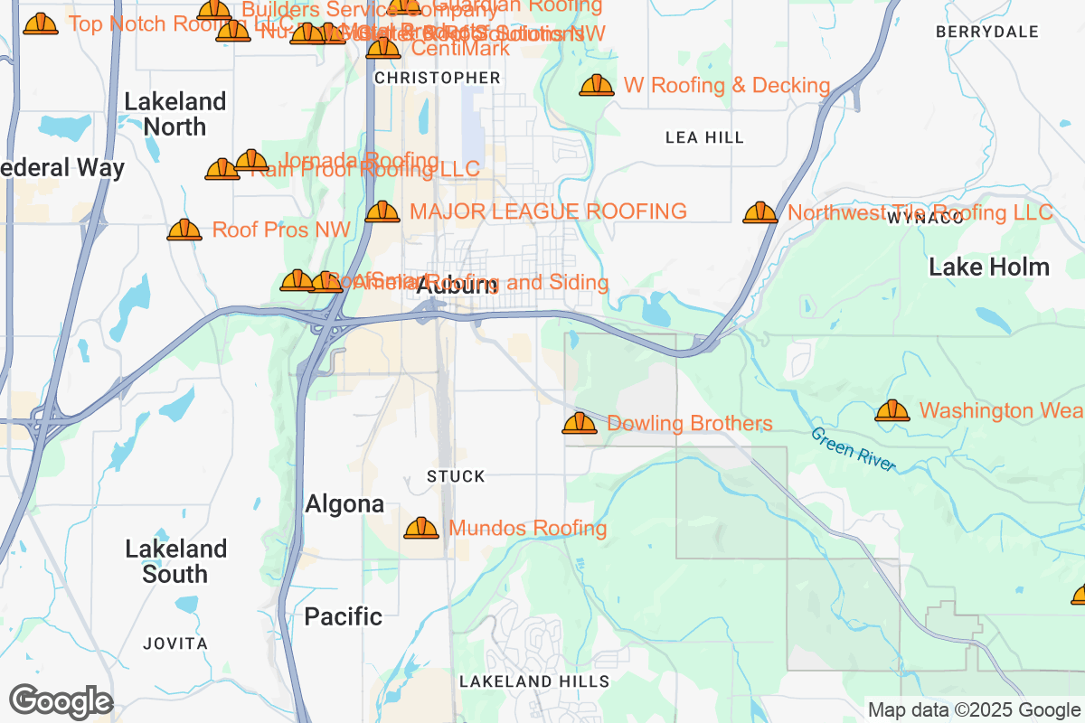 Map of Roofing Contractors in Auburn, Washington