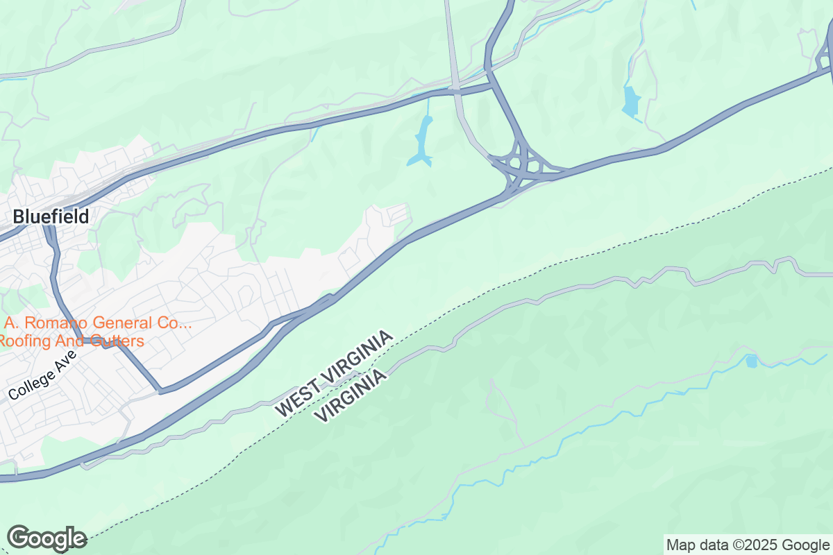 Map of Roofing Contractors in Bluefield, West Virginia