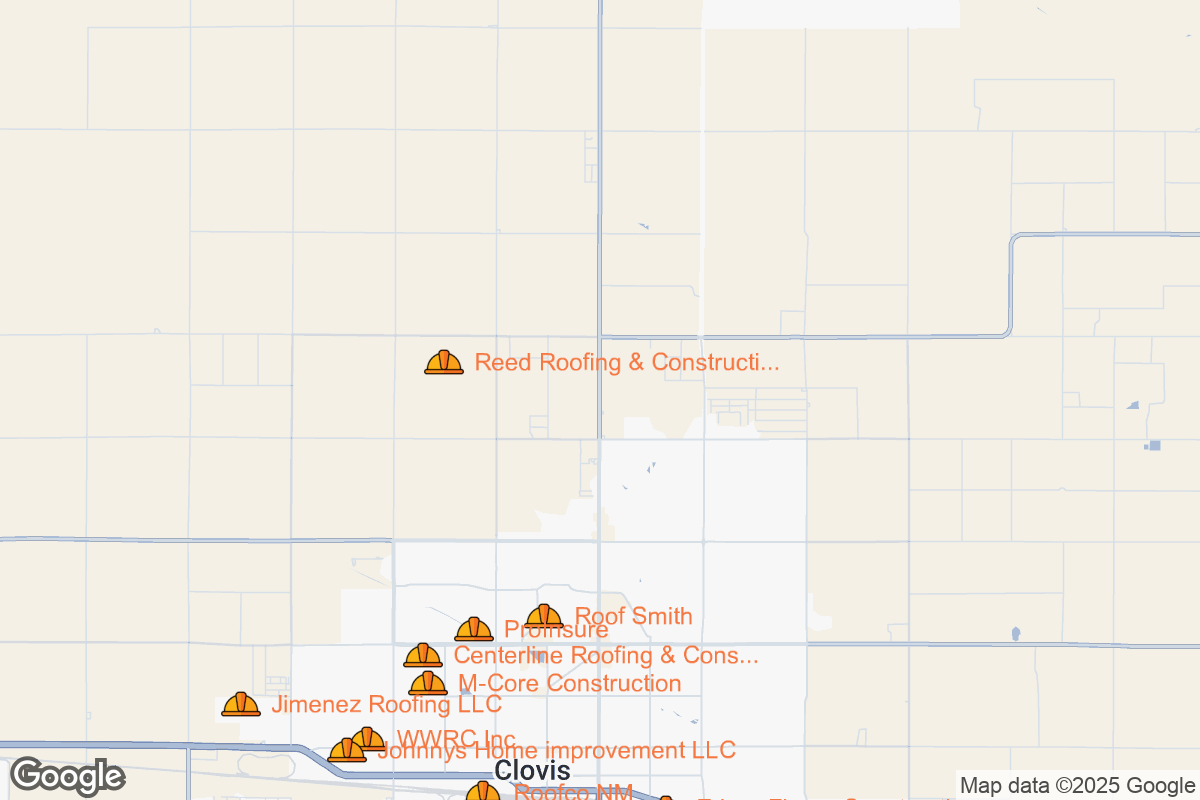 Map of Roofing Contractors in Clovis, New Mexico