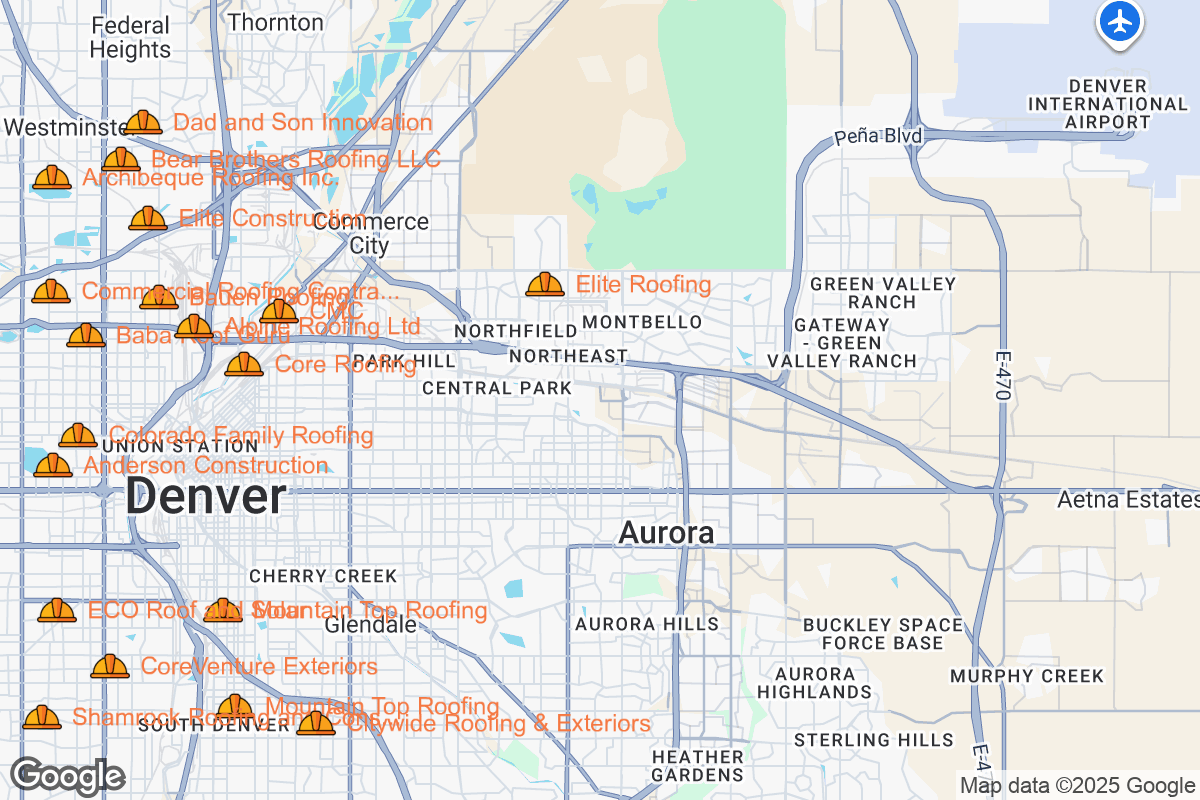 Map of Roofing Contractors in Denver, Colorado