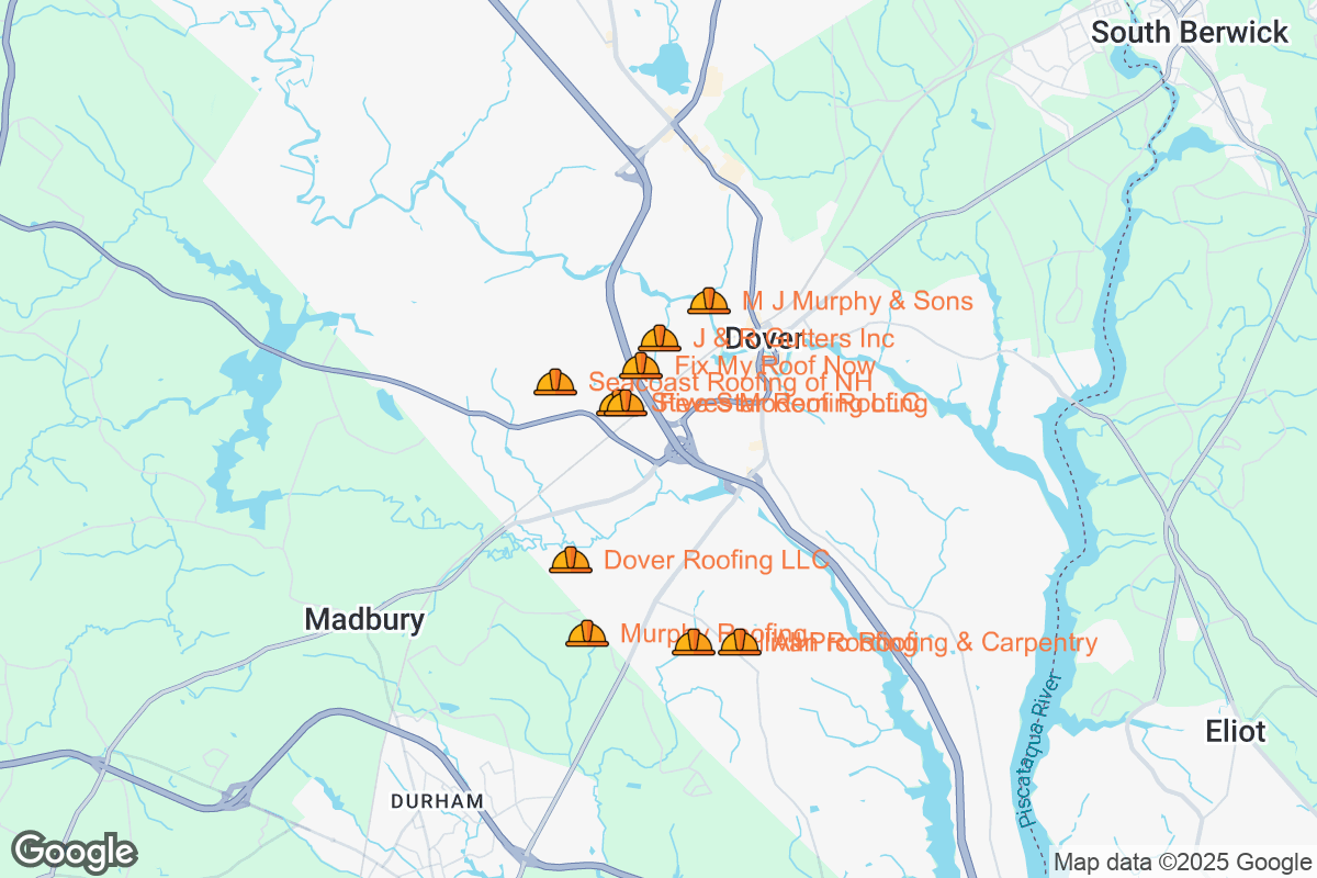 Map of Roofing Contractors in Dover, New Hampshire