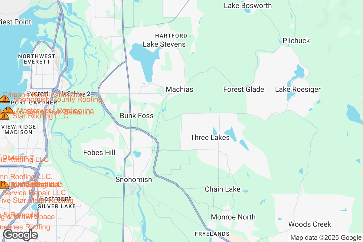 Map of Roofing Contractors in Everett, Washington