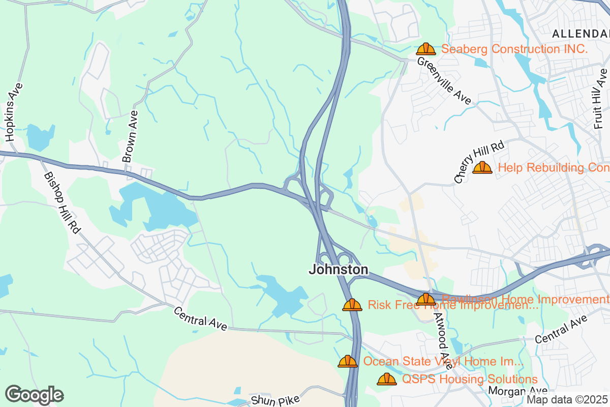 Map of Roofing Contractors in Johnston, Rhode Island