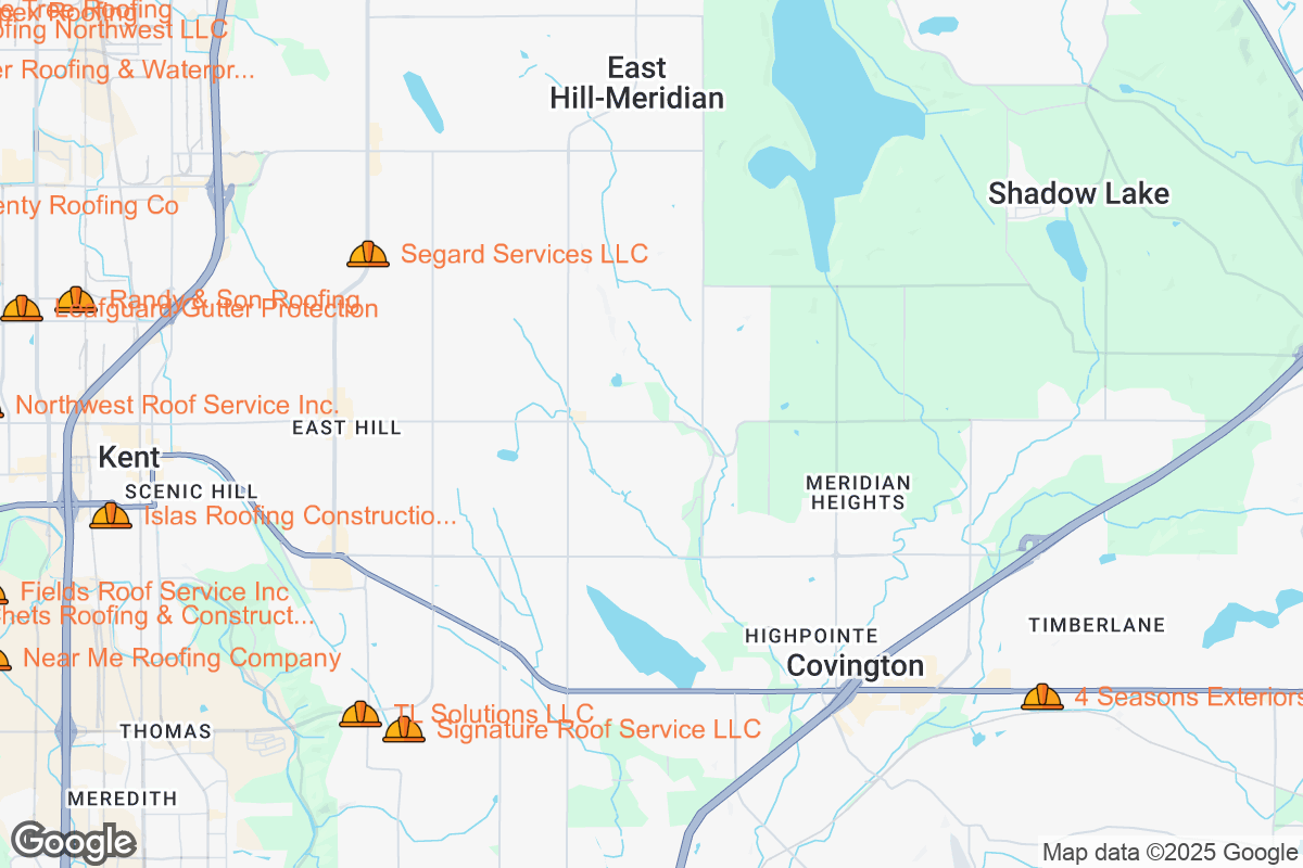 Map of Roofing Contractors in Kent, Washington
