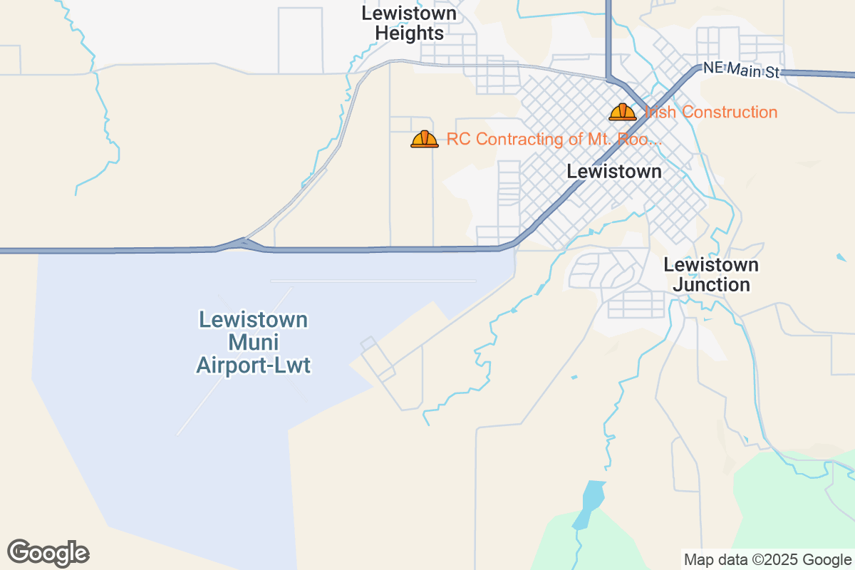 Map of Roofing Contractors in Lewistown, Montana