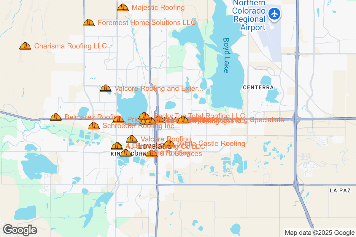 Map of Roofing Contractors in Loveland, Colorado