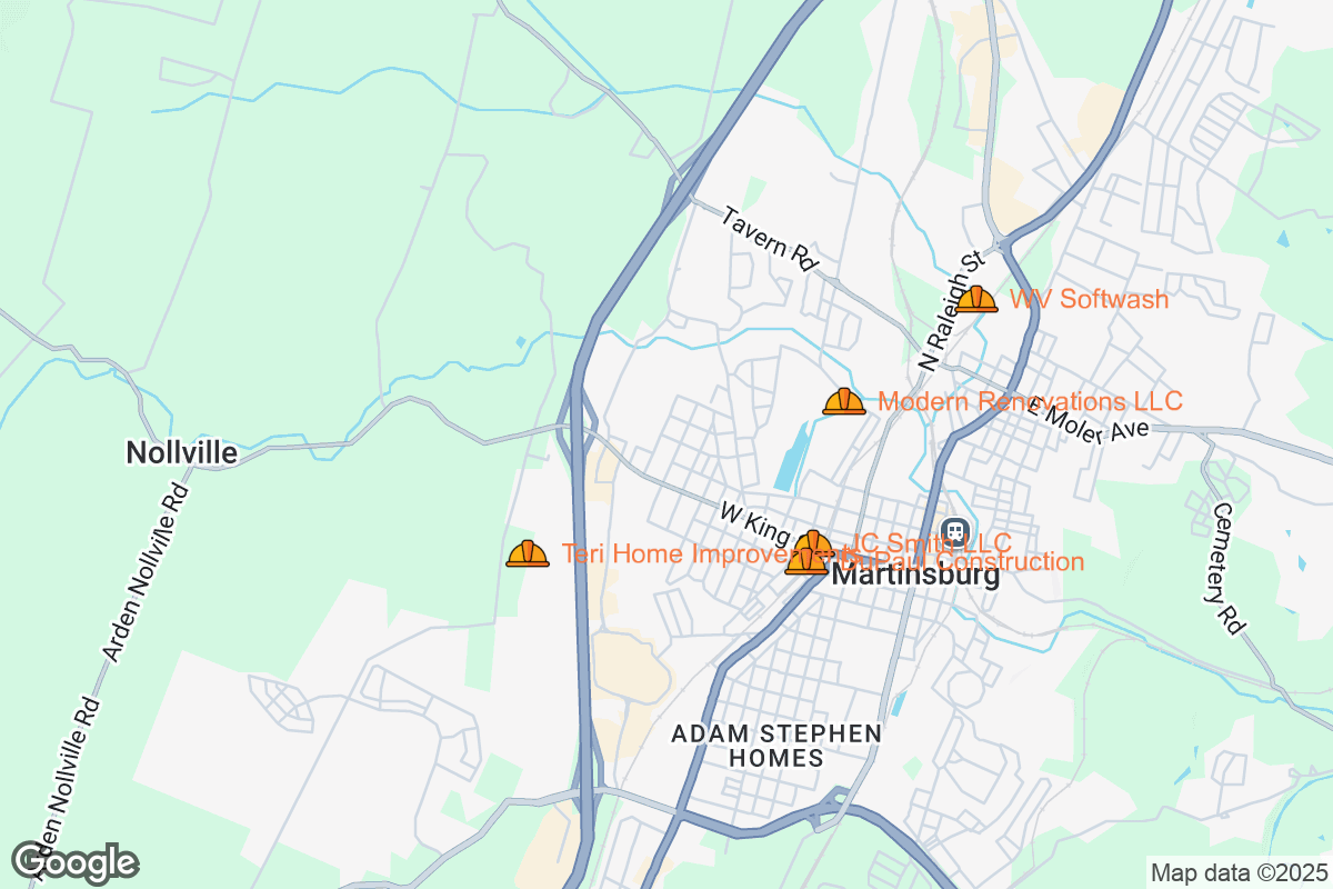Map of Roofing Contractors in Martinsburg, West Virginia