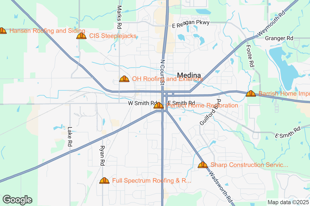 Map of Roofing Contractors in Medina, Ohio