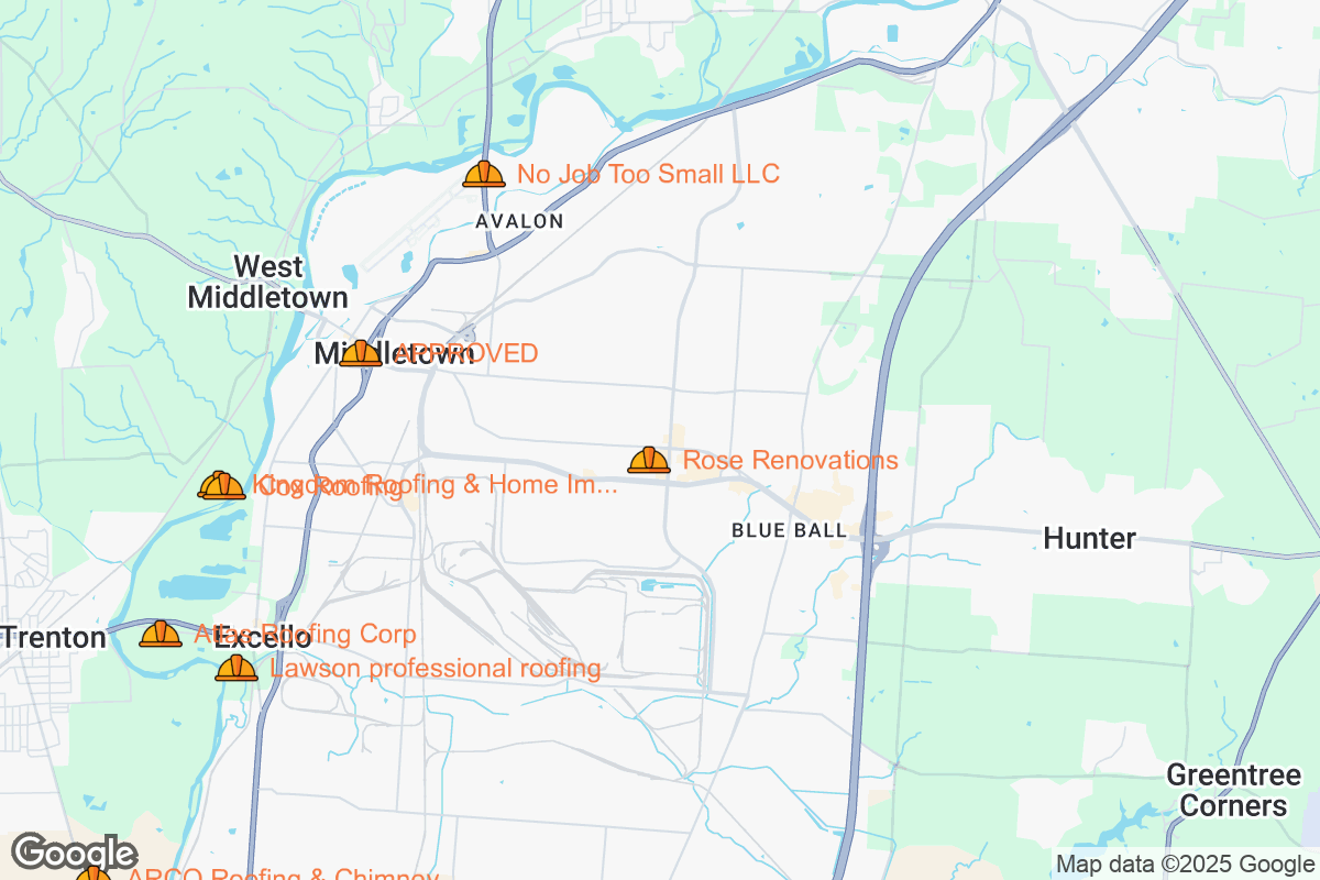 Map of Roofing Contractors in Middletown, Ohio