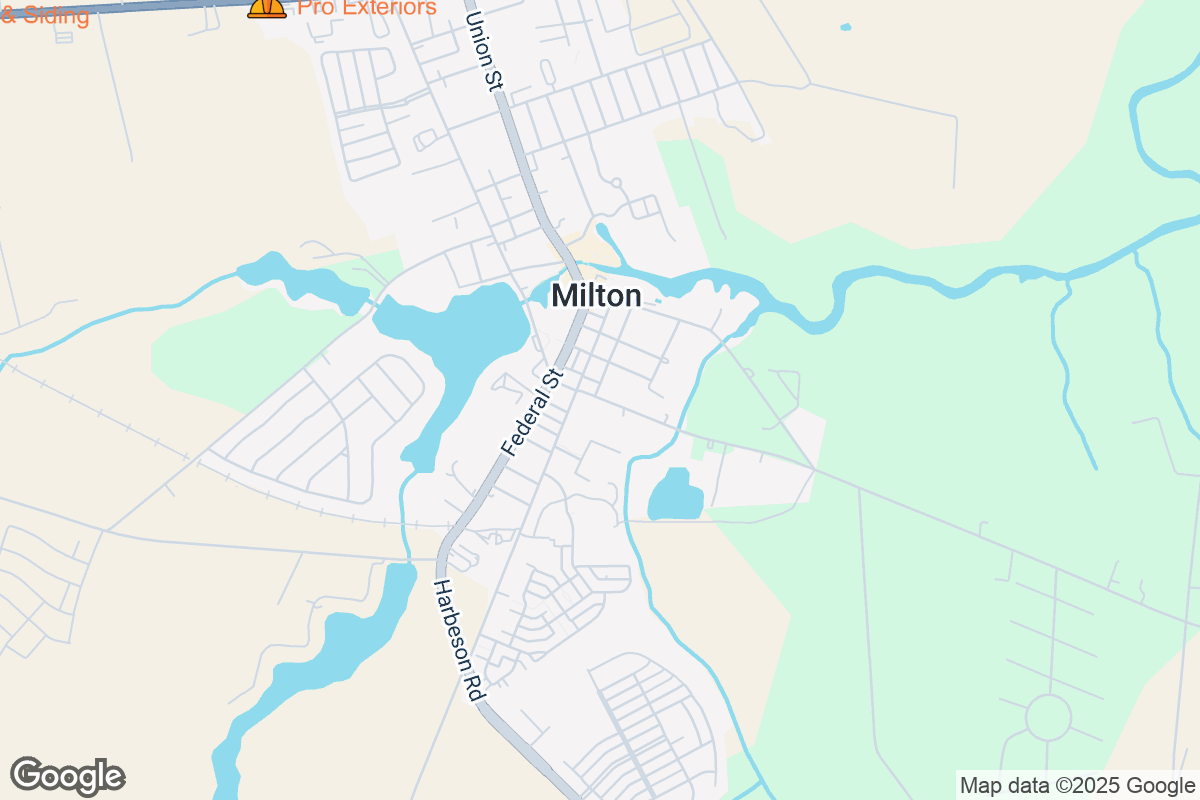 Map of Roofing Contractors in Milton, Delaware