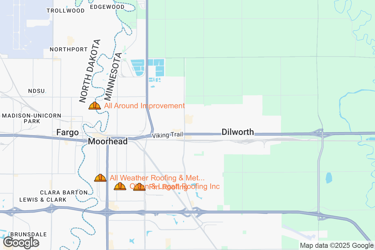 Map of Roofing Contractors in Moorhead, Minnesota