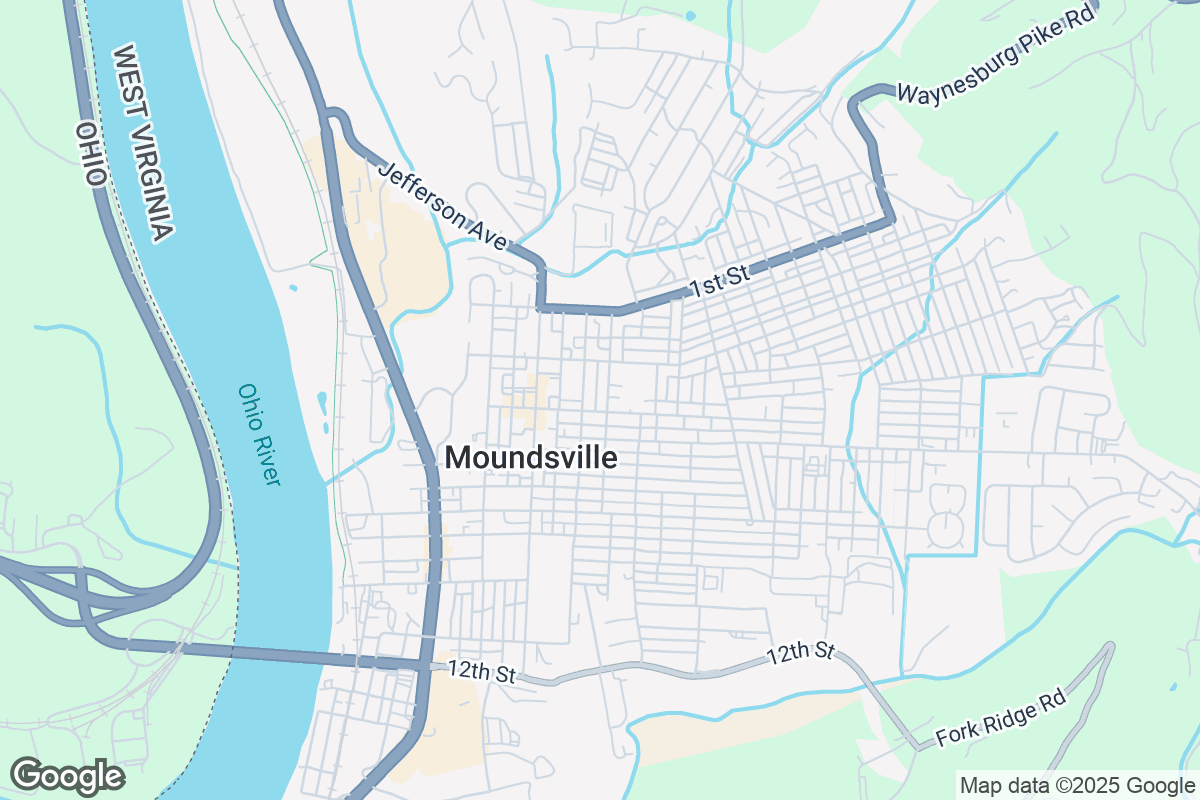 Map of Roofing Contractors in Moundsville, West Virginia