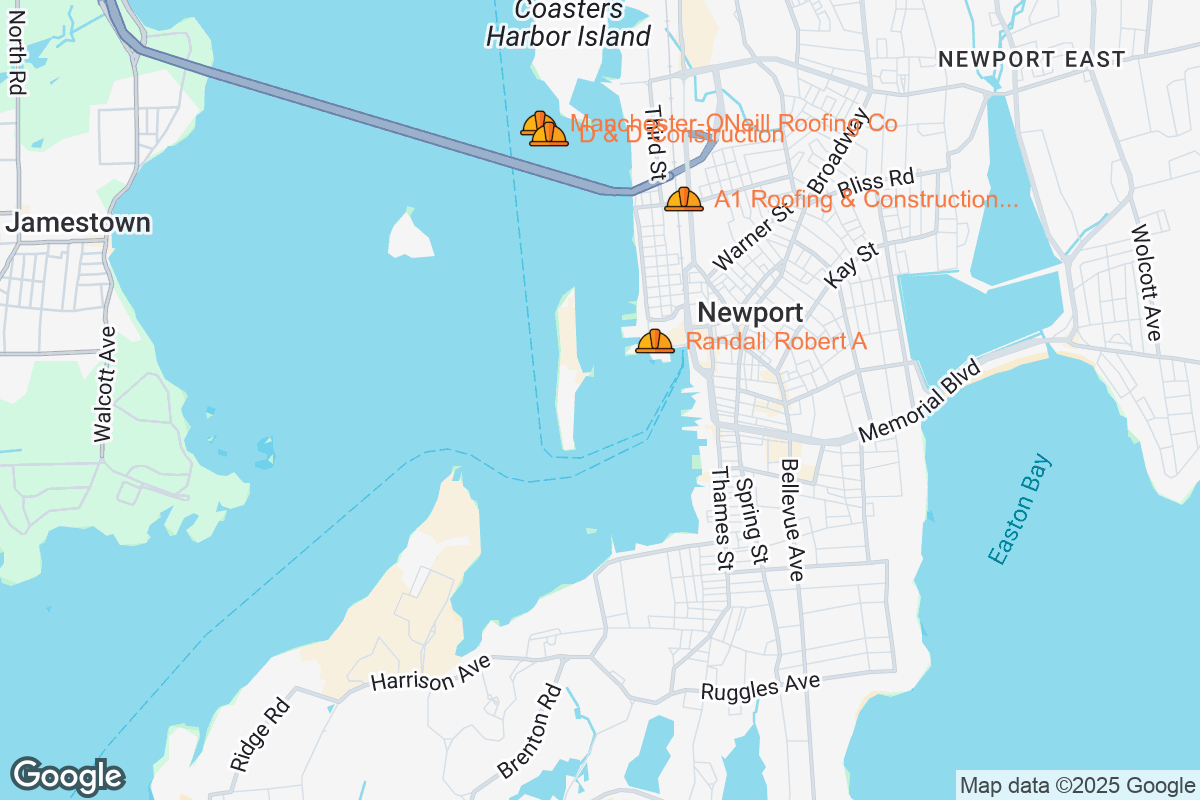 Map of Roofing Contractors in Newport, Rhode Island