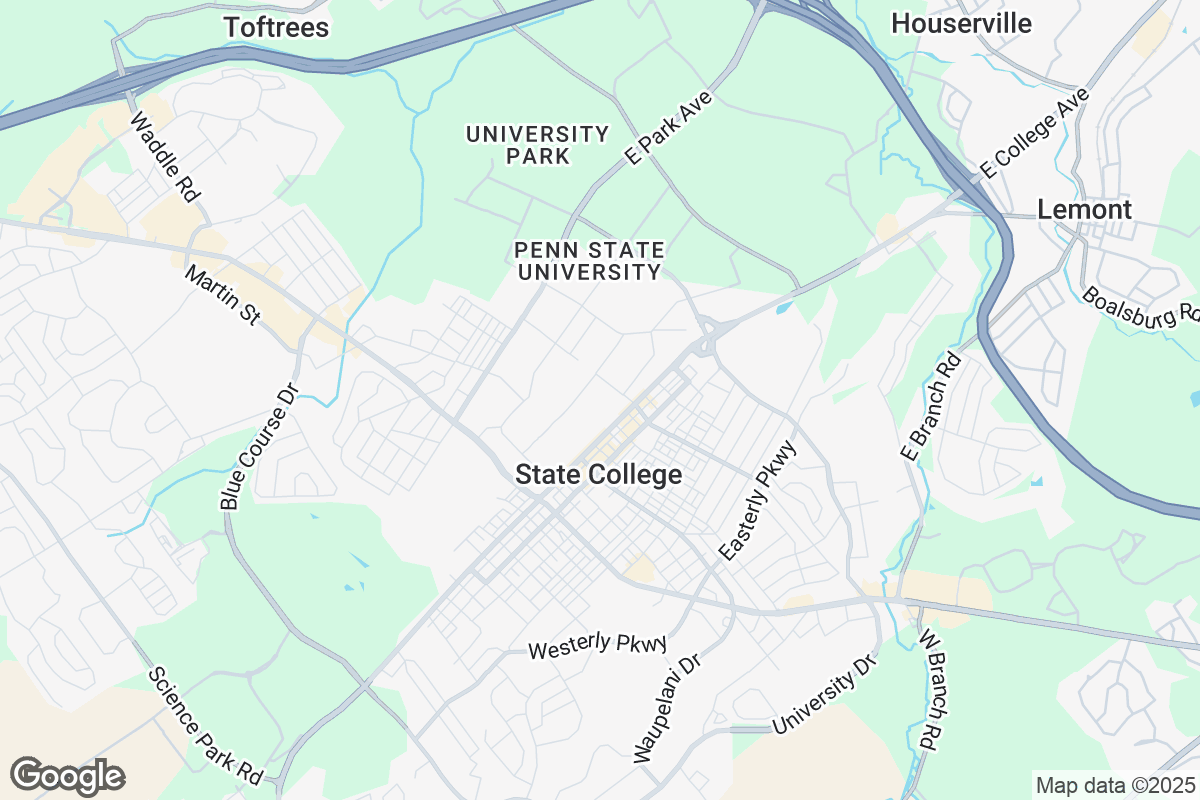 Map of Roofing Contractors in Pennsylvania