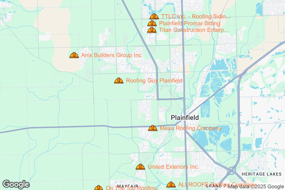 Map of Roofing Contractors in Plainfield, Illinois