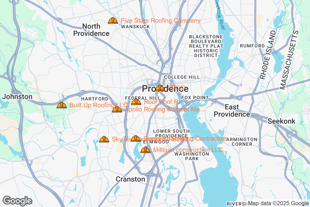 Map of Roofing Contractors in Providence, Rhode Island