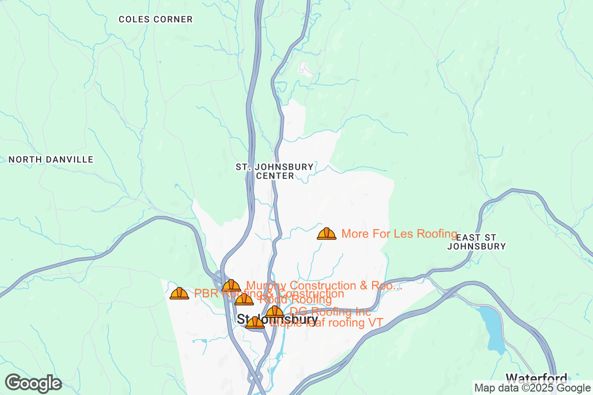 Map of Roofing Contractors in Saint Johnsbury, Vermont