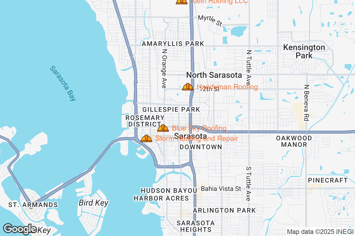 Map of Roofing Contractors in Sarasota, Florida