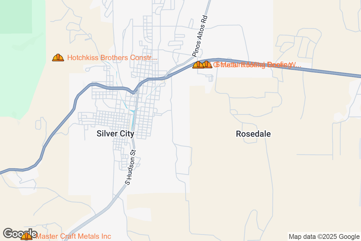 Map of Roofing Contractors in Silver City, New Mexico