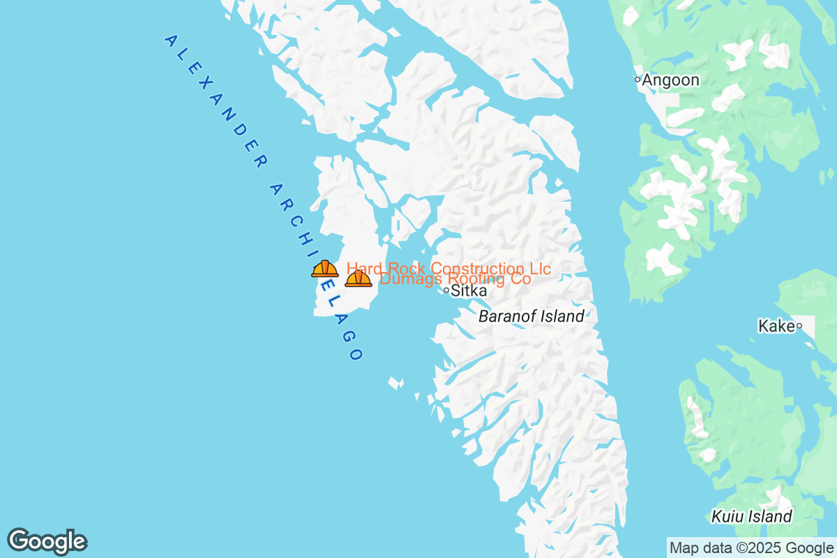 Map of Roofing Contractors in Sitka, Alaska