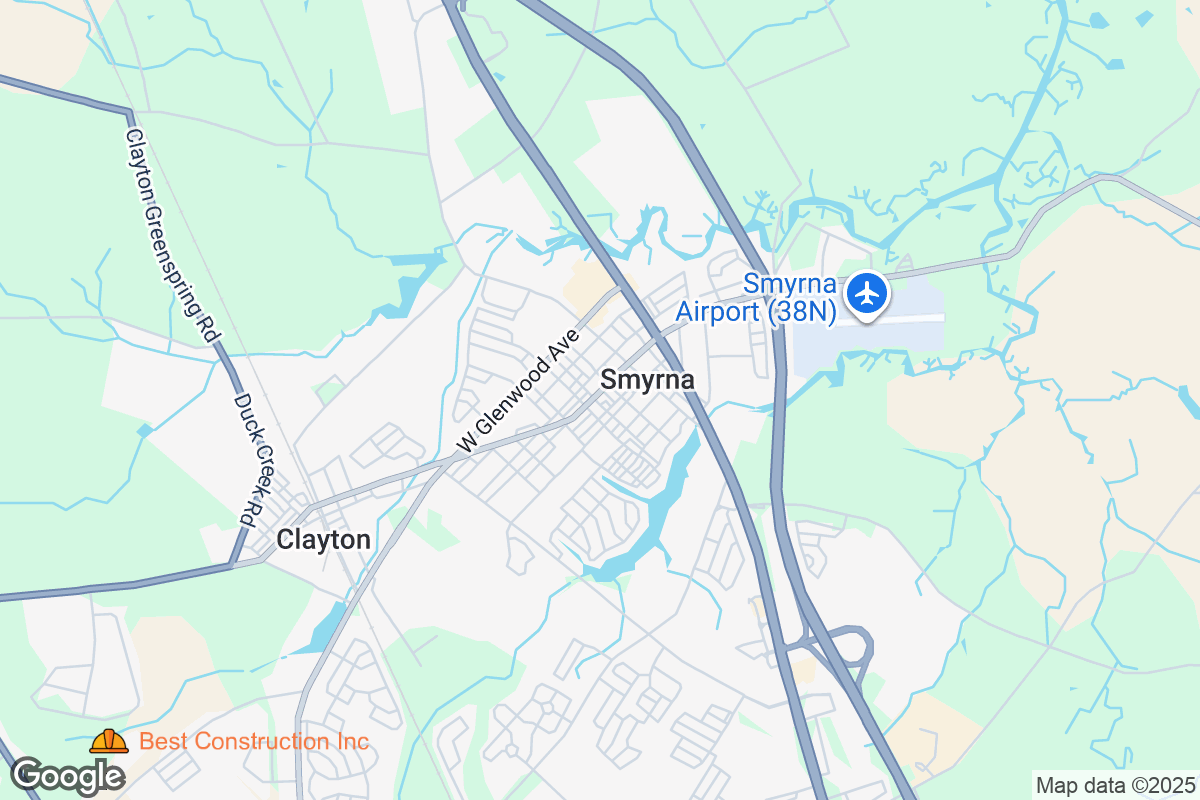 Map of Roofing Contractors in Smyrna, Delaware