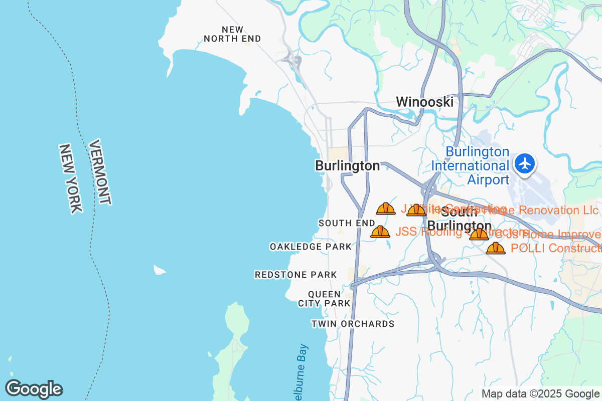 Map of Roofing Contractors in South Burlington, Vermont