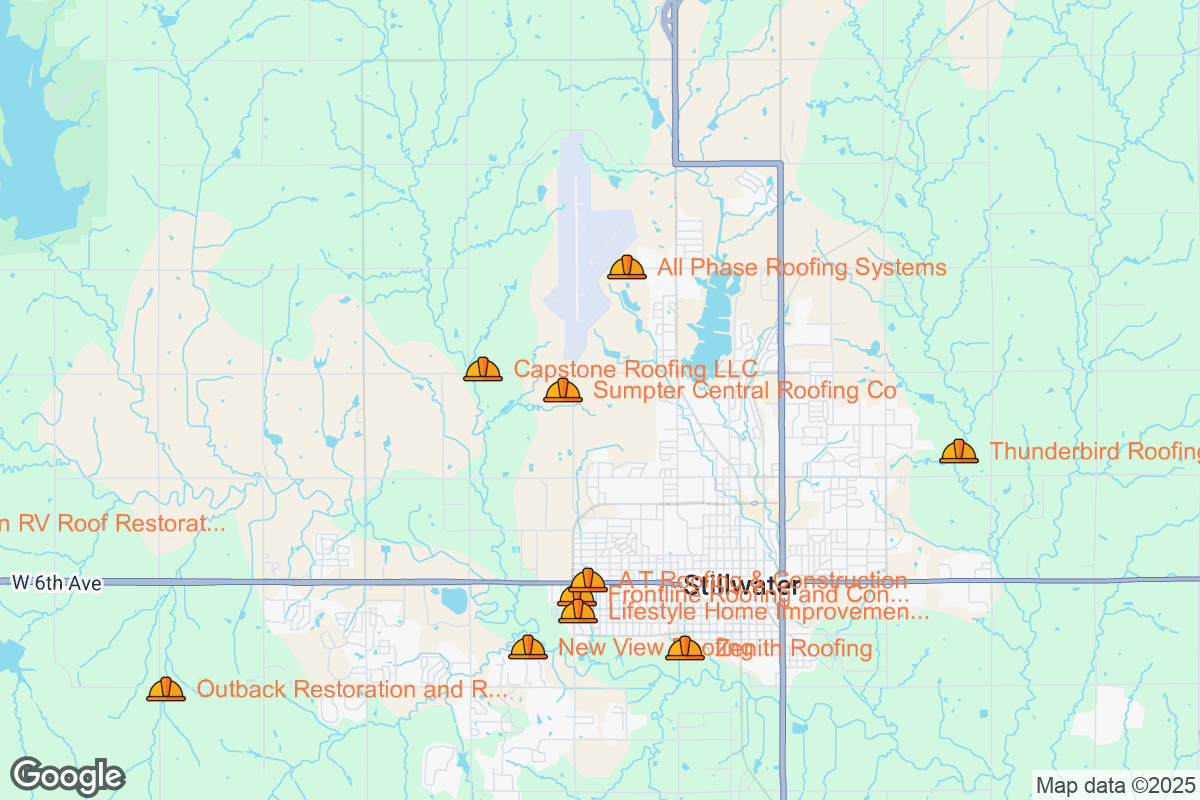 Map of Roofing Contractors in Stillwater, Oklahoma