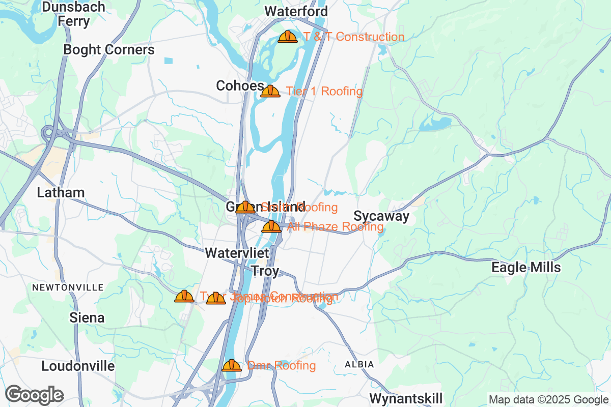 Map of Roofing Contractors in Troy, New York