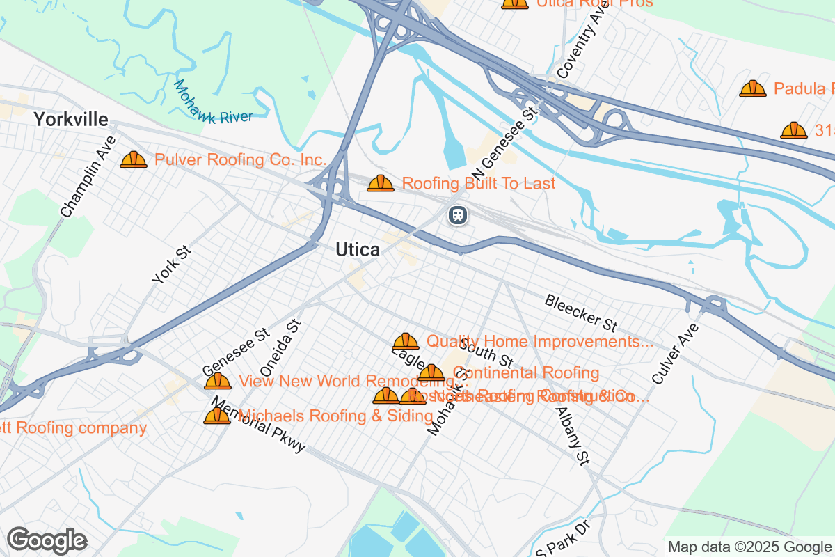 Map of Roofing Contractors in Utica, New York