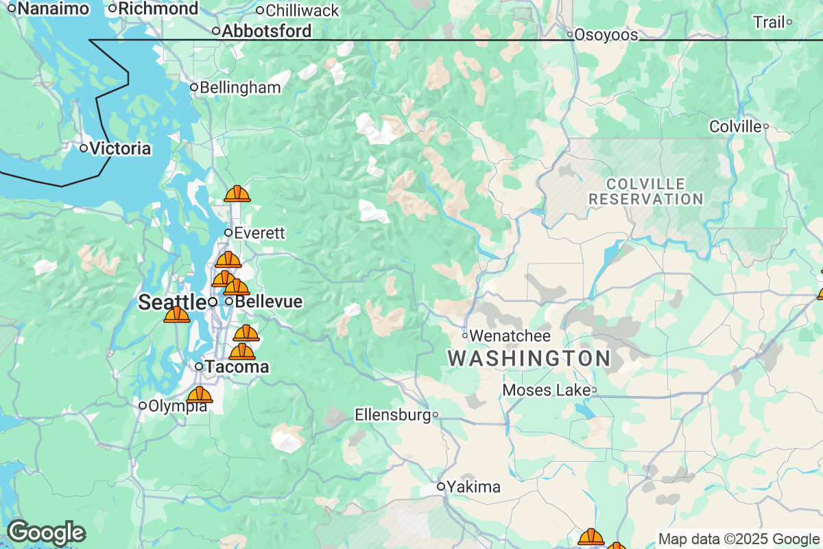 Map of Roofing Contractors in Washington