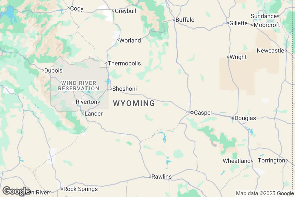 Map of Roofing Contractors in Wyoming