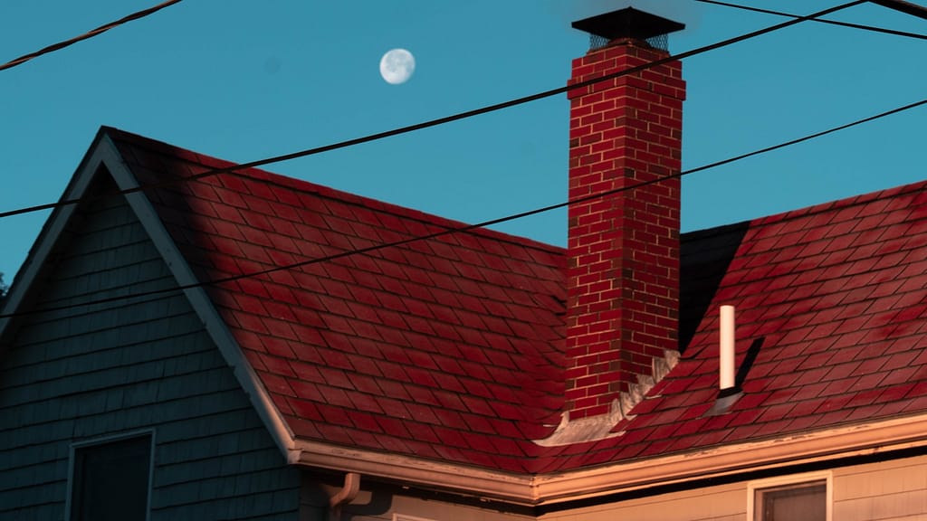 A leaking asphalt roof