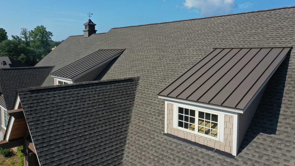 asphalt shingles and metal roof combination