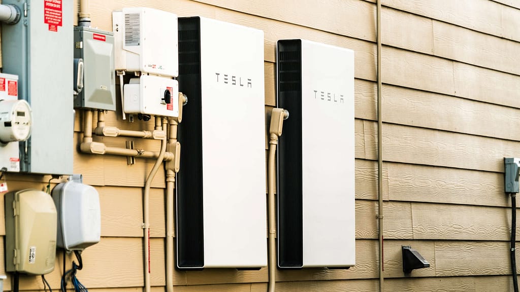 a pair of tesla powerwall batteries