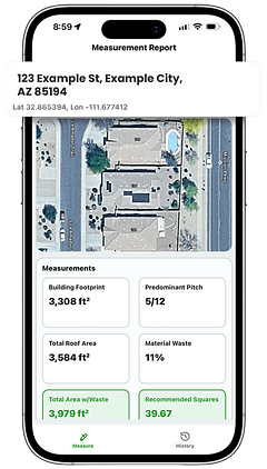 Instant Roofer mobile app roof measurement screen