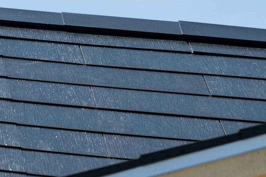 roof with tesla solar tiles