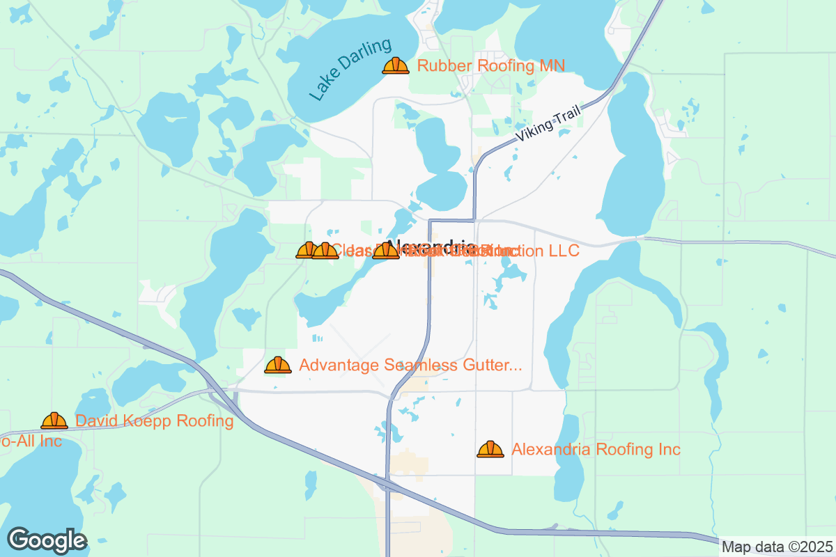 Map of Roofing Contractors in Alexandria, Minnesota