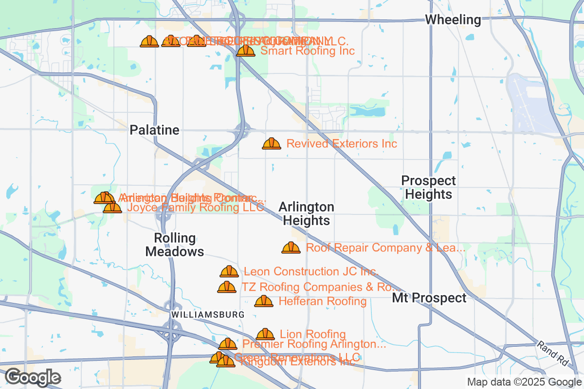 Map of Roofing Contractors in Arlington Heights, Illinois