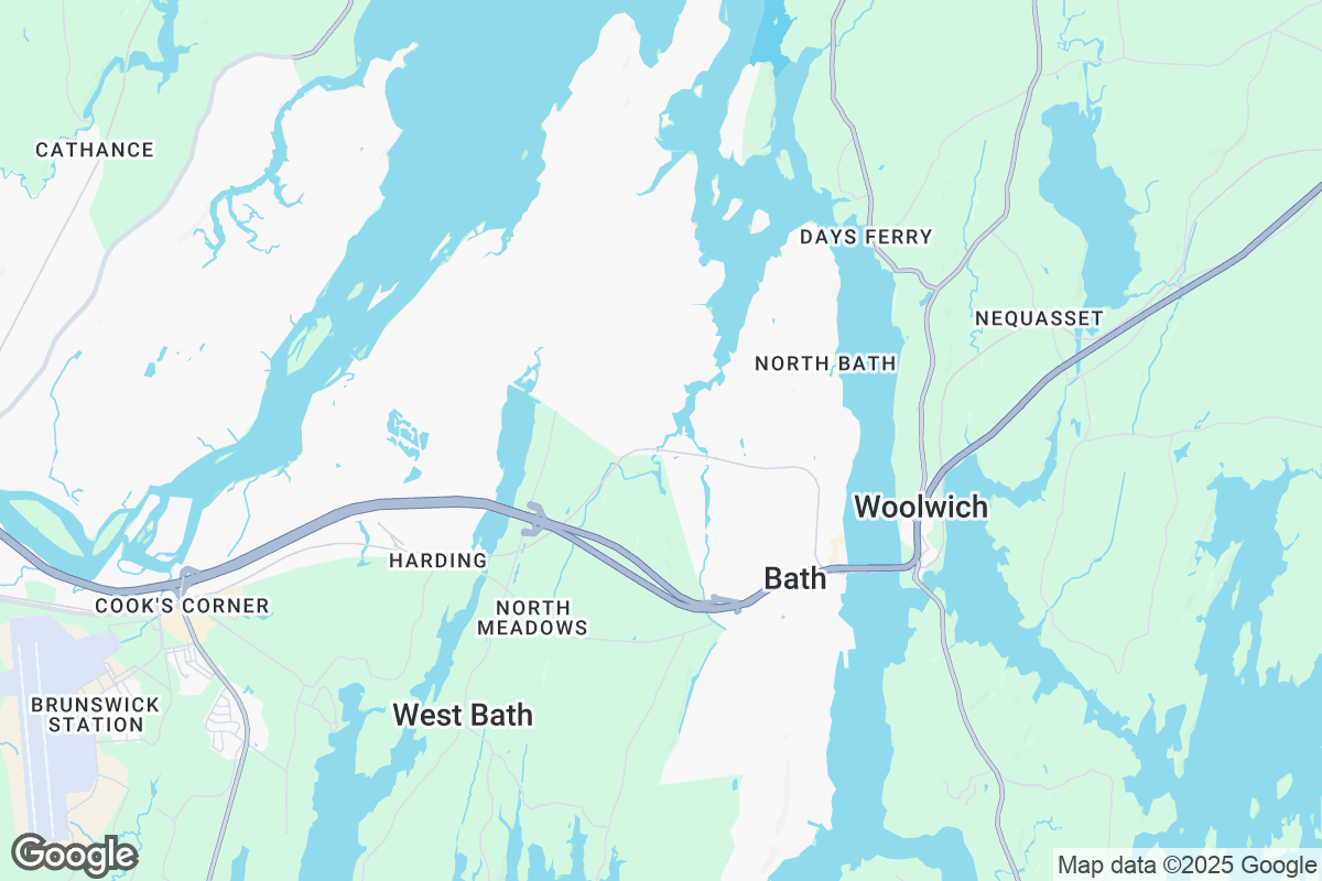 Map of Roofing Contractors in Bath, Maine