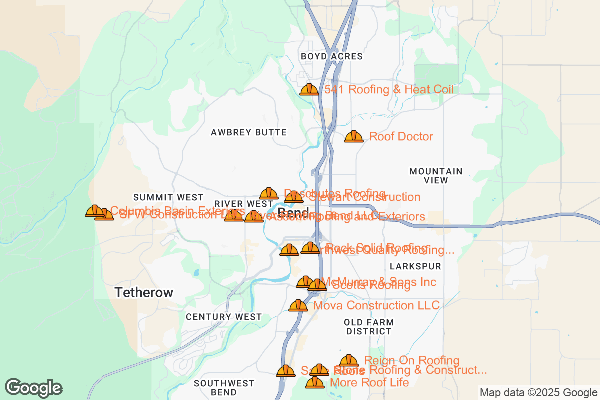 Map of Roofing Contractors in Bend, Oregon