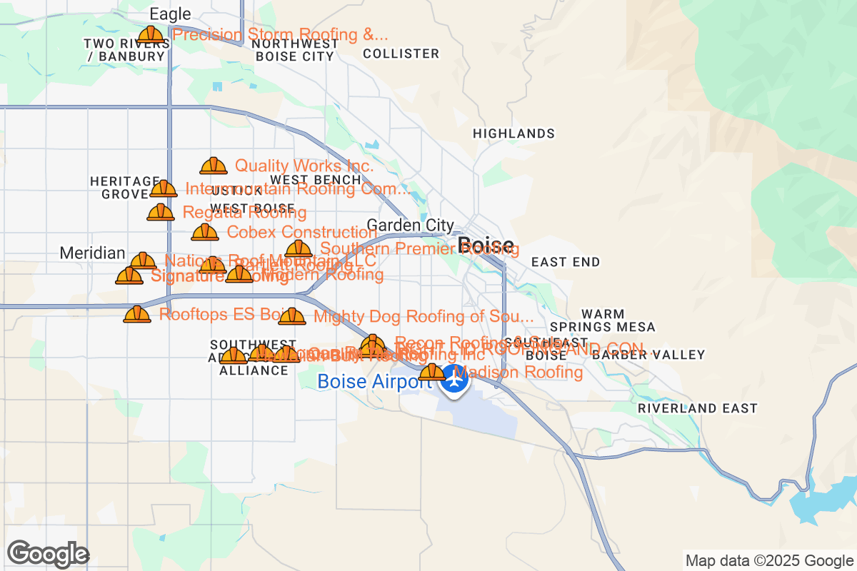 Map of Roofing Contractors in Boise, Idaho