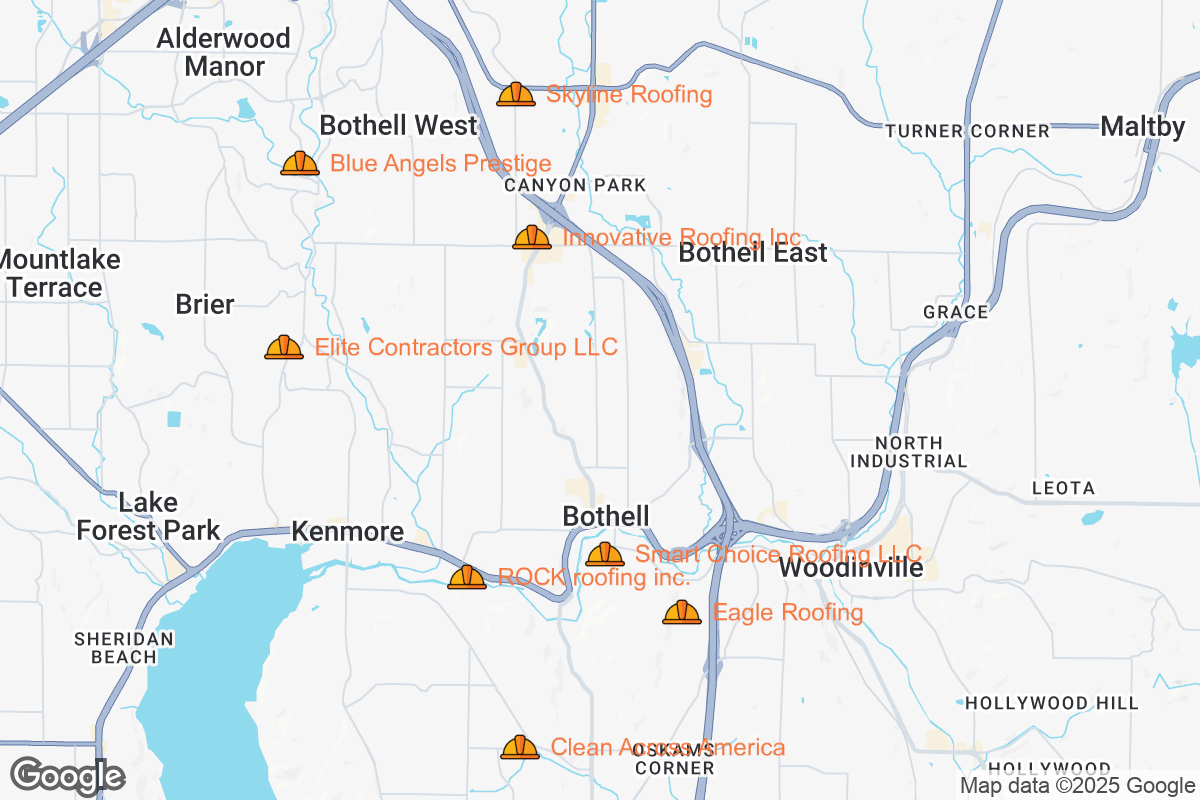 Map of Roofing Contractors in Bothell, Washington