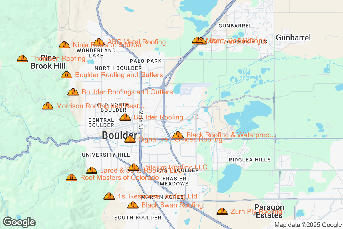 Map of Roofing Contractors in Boulder, Colorado